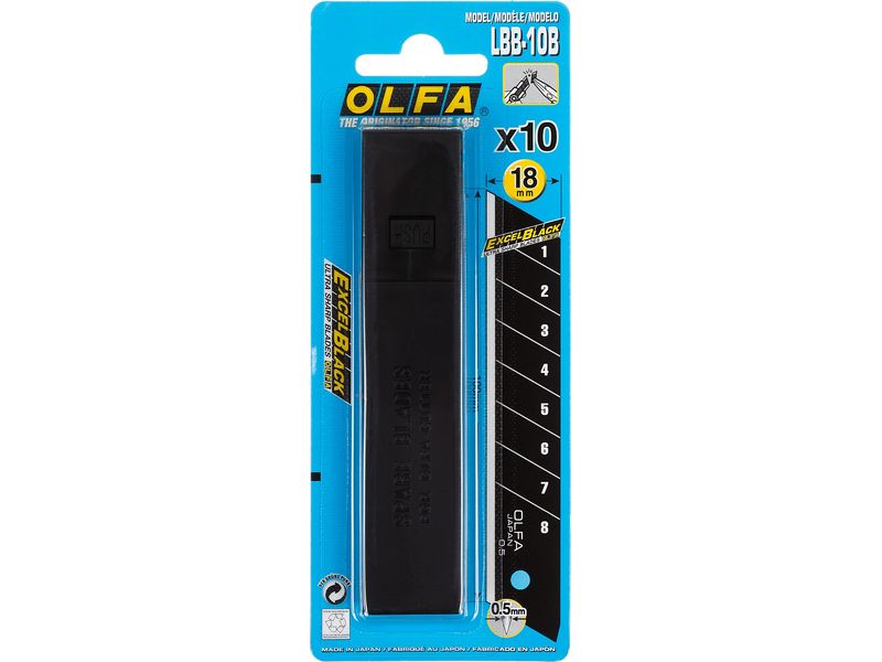 Лезвия сегментированные 18х100х0,5мм (10шт) OLFA  BLACK MAX OL-LBB-10B