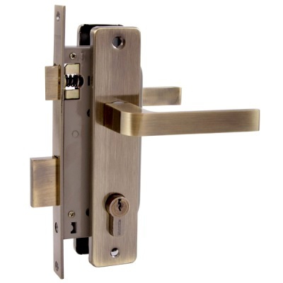 Замок врезной для дерева с ручкой бронза, 4 ключа АЛЛЮР 126/1 АВ