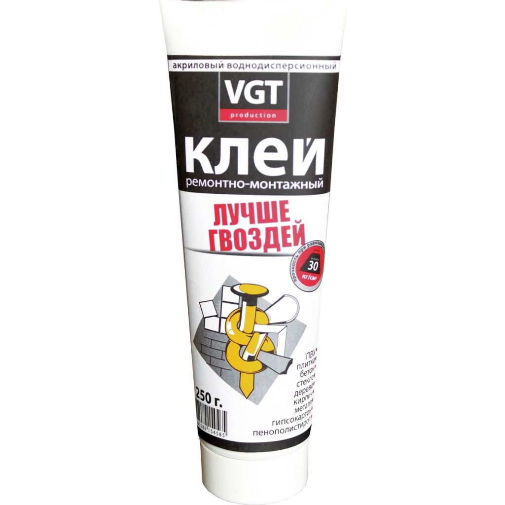 Жидкие гвозди VGT прозрачный 250г в тюбике (Клей акриловый )