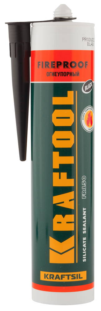Герметик силиконовый огнеупорный -40 - 1500С черный 300мл KRAFTOOL 41260-4 код 63906