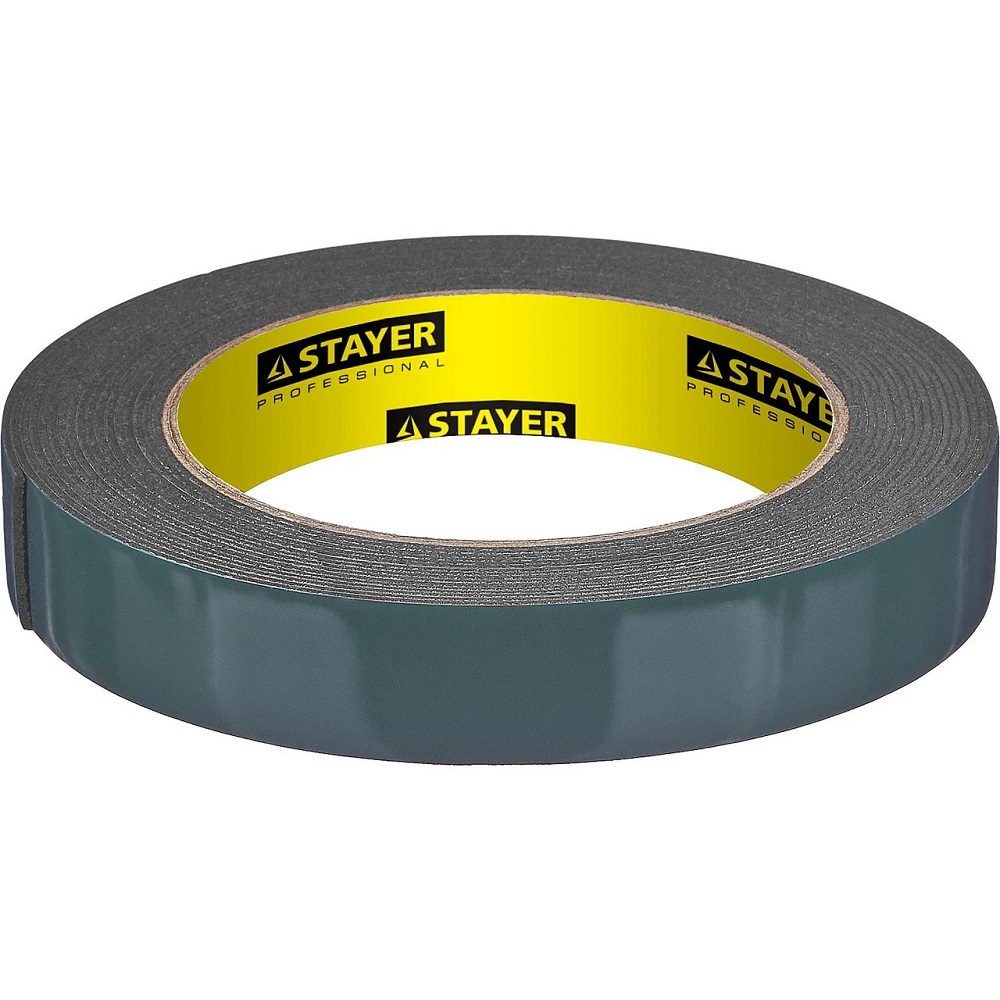 Скотч двухсторонний вспененный черный 19мм х 5м STAYER 12233-19-05