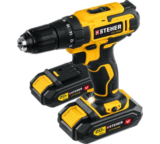 Дрель-шуруповерт аккумуляторный STEHER 20В CD-200-2 С2537