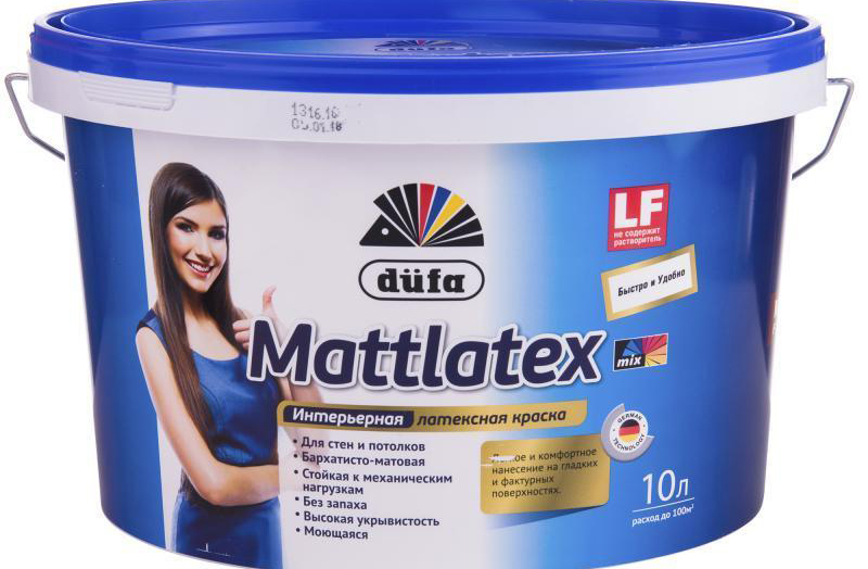 Краска DUFA Mattlatex водоэмульсионная латексная для внутренних и внешних работ матовая белая 10л