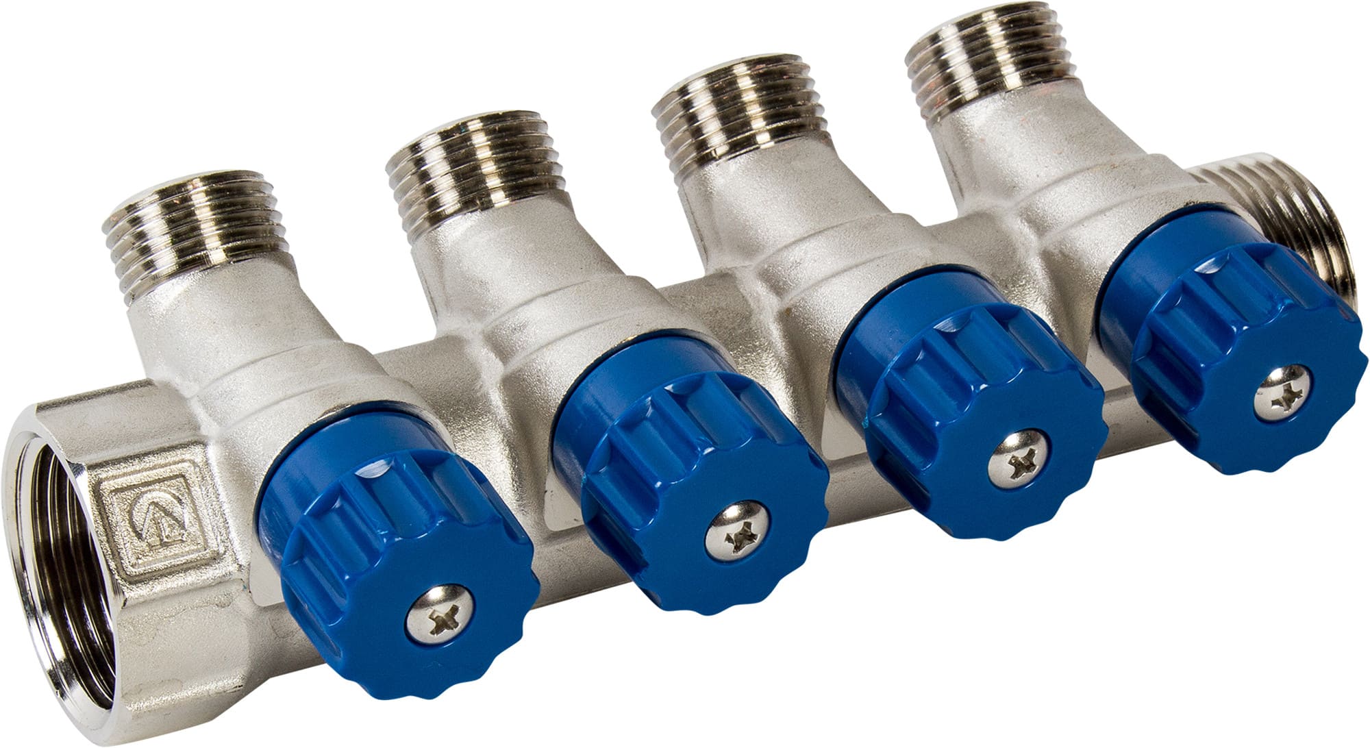 Коллектор с регулирующими кранами 1" х 4 выхода 1/2" VALTEC