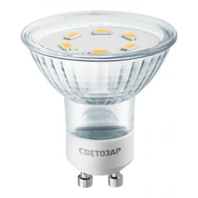 Лампа светодиодная софит 3000K, GU10, 3Вт, 230В СВЕТОЗАР 44560-25 63548