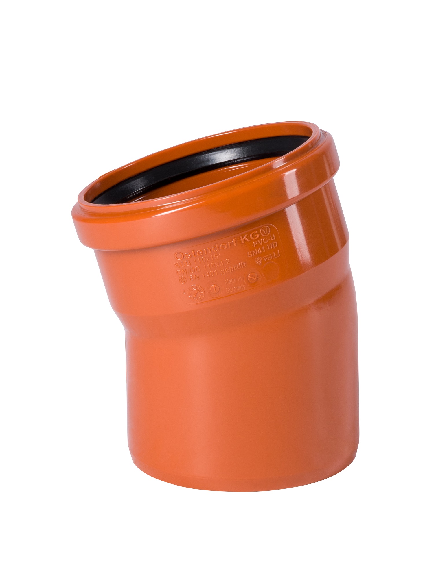 Отвод канализационный ПП рыжий 110мм/15градусов