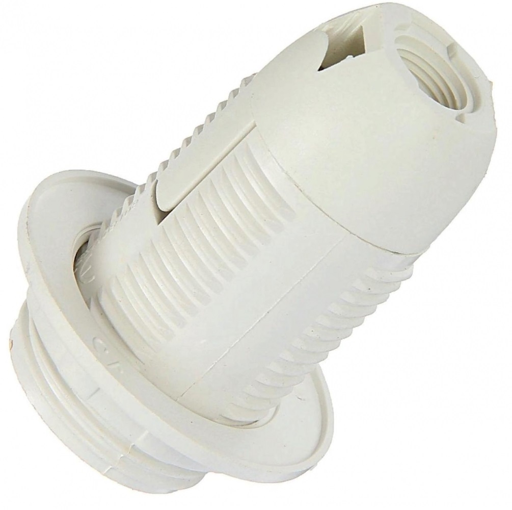 Патрон люстровый с 1 прижимным кольцом белый пластик E14 Н-021