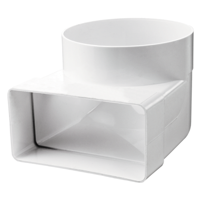 Вентиляционный круглый-прямоугольный угловой соединитель 55х110мм d = 100мм (СК100ФП)