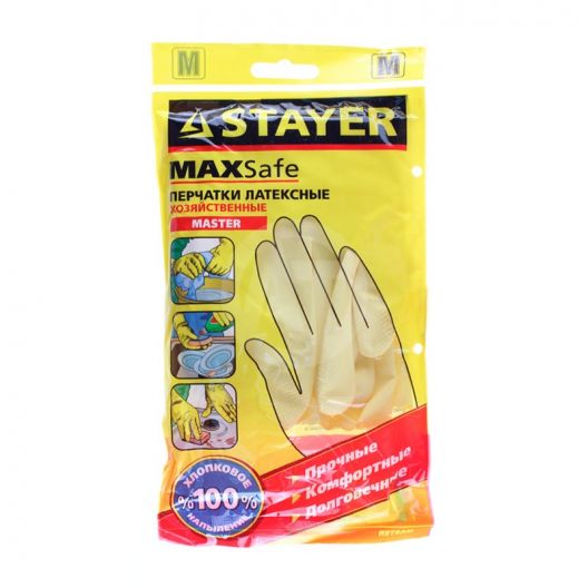 Перчатки резиновые желтые STAYER 130-M 1120-M (размер М)