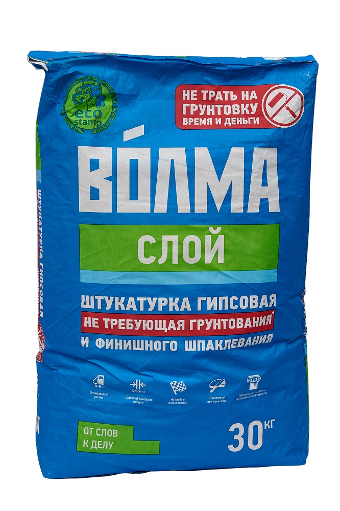 Штукатурка гипсовая ВОЛМА Слой 30кг для внутренних работ белая 