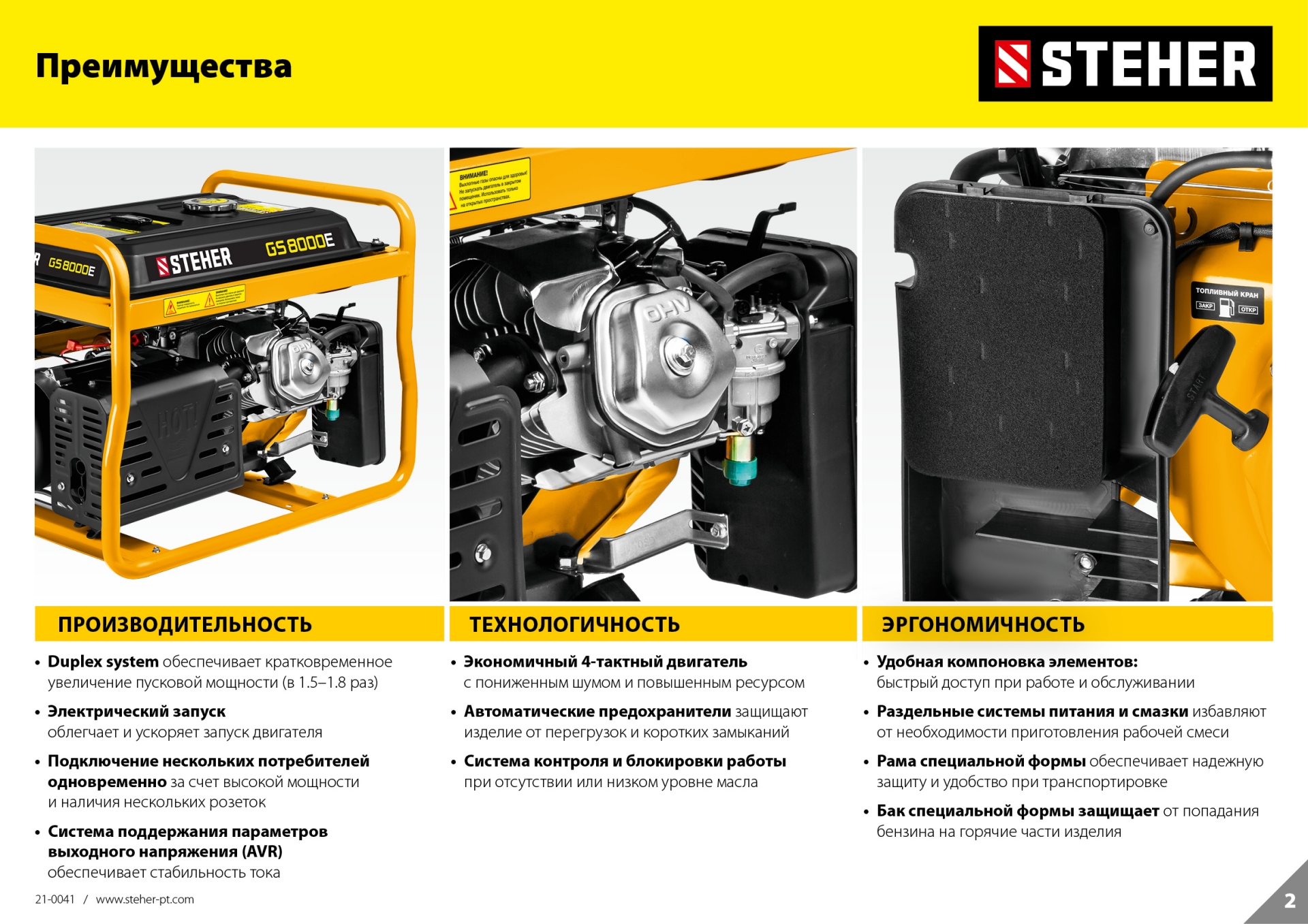 Генератор бензиновый STEHER GS-6500E 5500Вт с электростартером