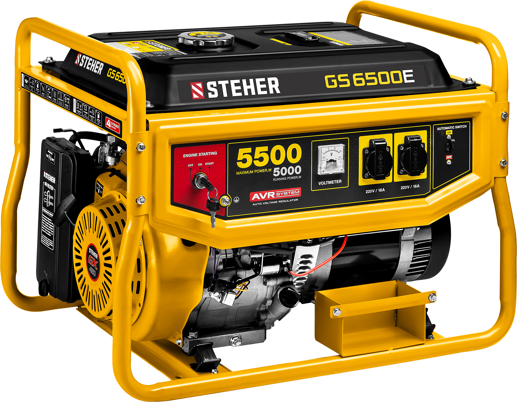 Генератор бензиновый STEHER GS-6500E 5500Вт с электростартером