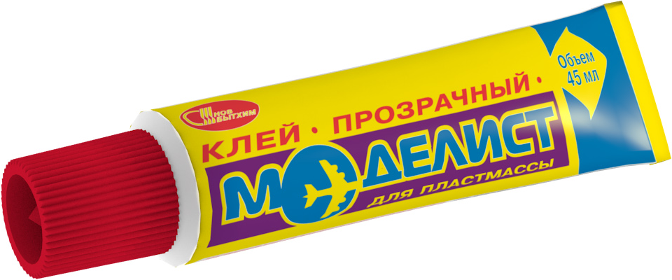 Клей для пластмассы прозрачный в шоу-боксе, тубе 0,045л НОВБЫТХИМ Моделист