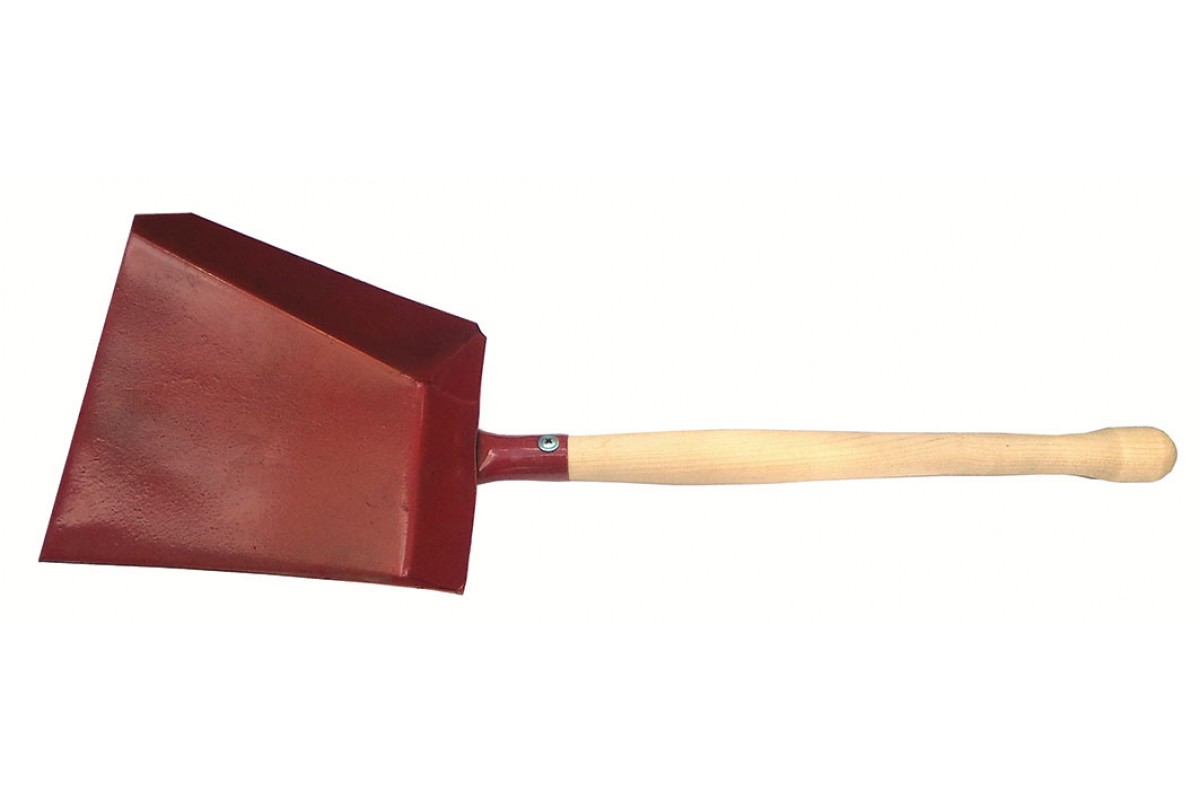 Совок хозяйственный металлический красный с деревянной ручкой 61-1-011 