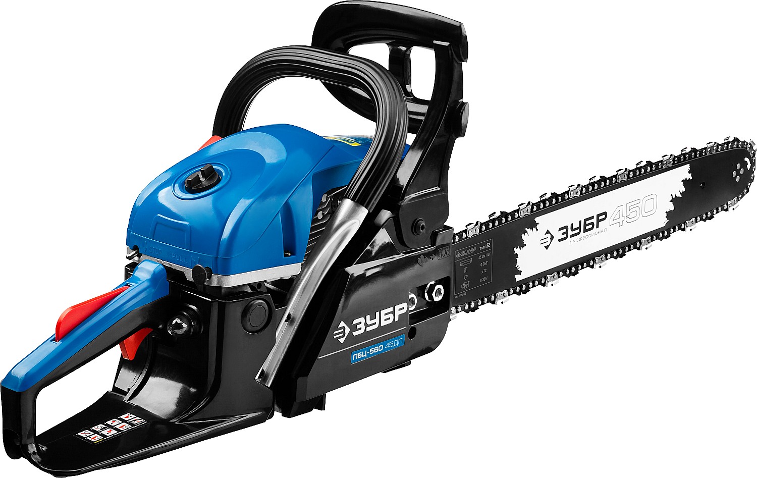 Бензопила ЗУБР ПБЦ-560 45ДП шина 450мм 3,3л.с.