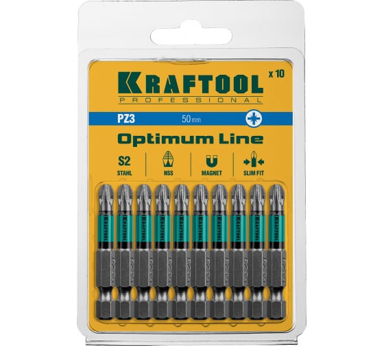 Бита PZ3 50мм KRAFTOOL "Optimum Line" 26124-3-50-10