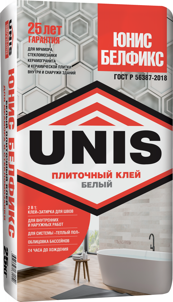 Клей плиточный Юнис Белфикс 25 кг