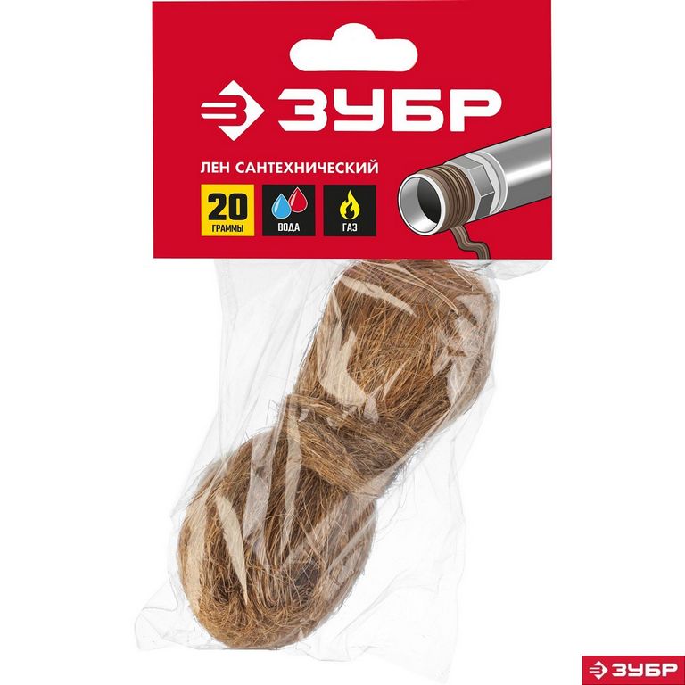 Лен сантехнический 50г, №16 ЗУБР 4-51991-050 (пакет)