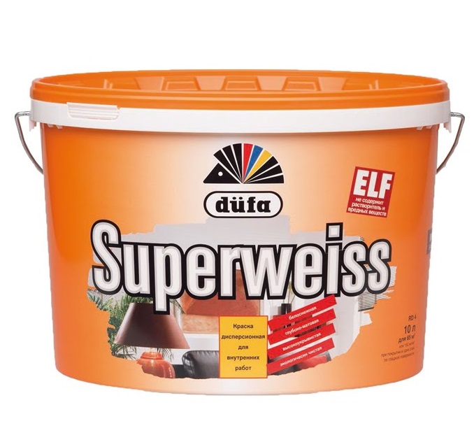 Краска DUFA Superweiss водоэмульсионная для внутренних работ матовая белая 5л