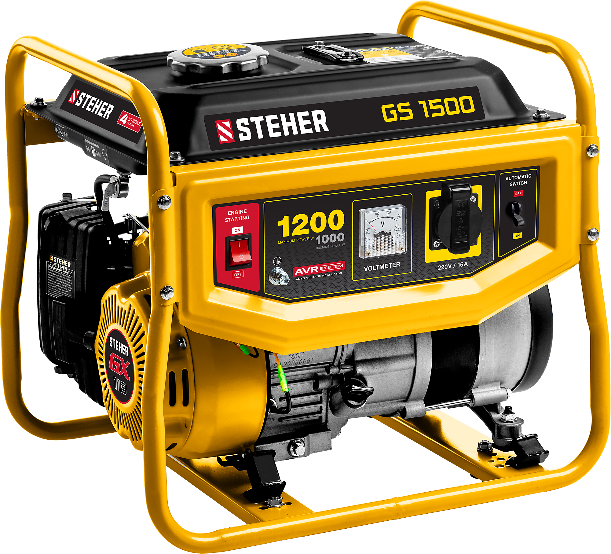 Генератор бензиновый STEHER GS-1500 1200Вт GS-1500