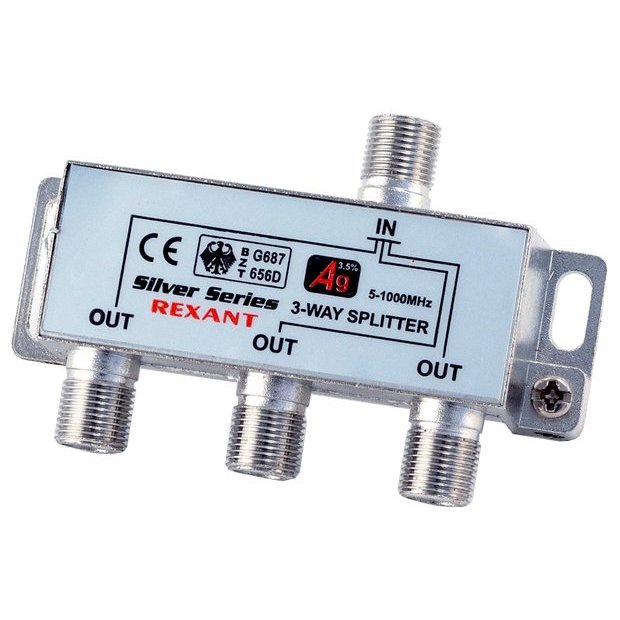 Разветвитель антенный 3-1 в комплекте со штекерами REXANT 05-6102